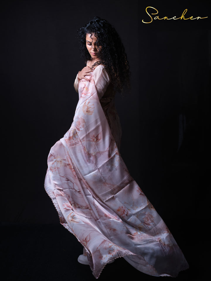 Blush Breeze Satin Silk Saree