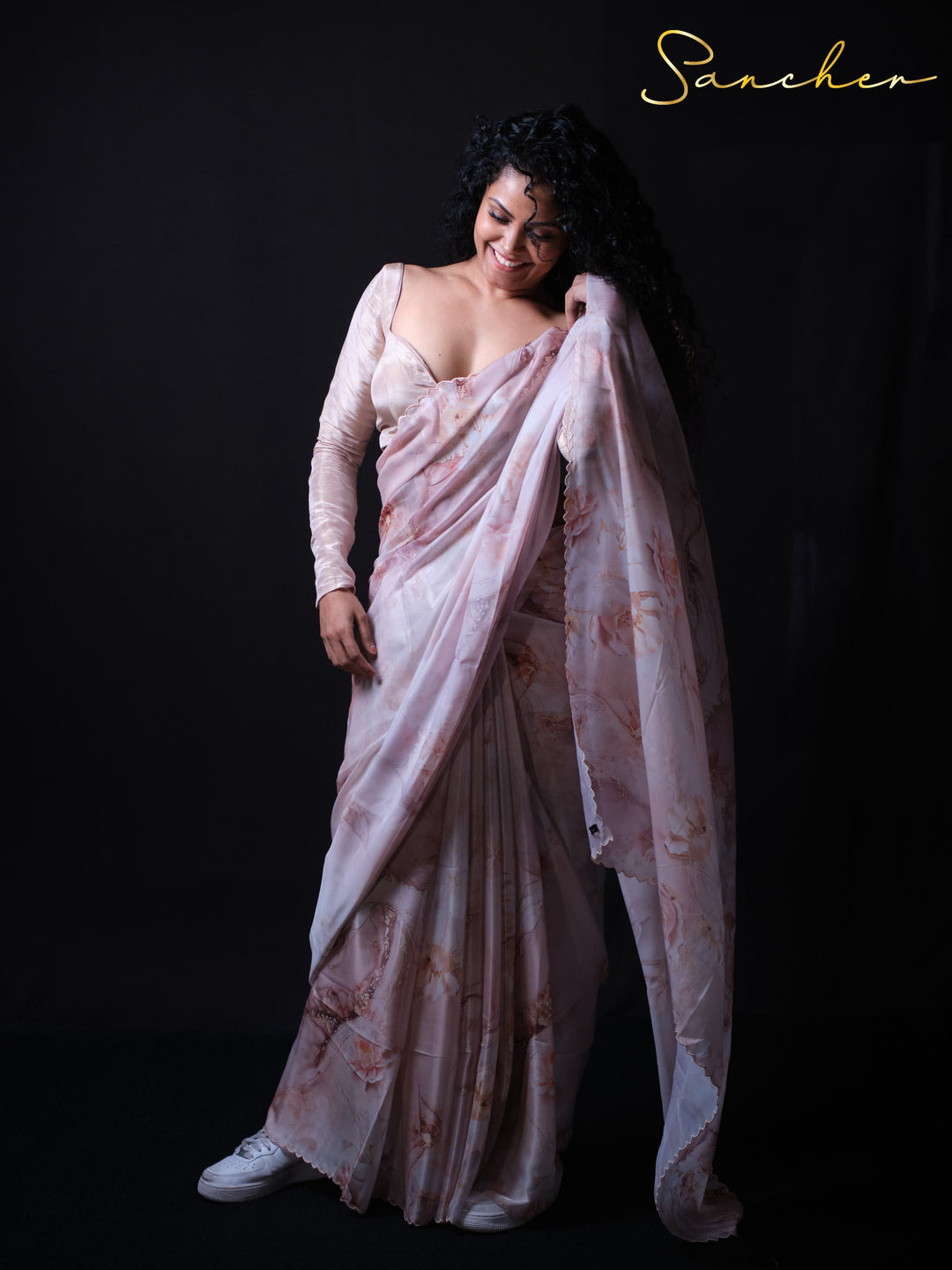 Blush Breeze Satin Silk Saree