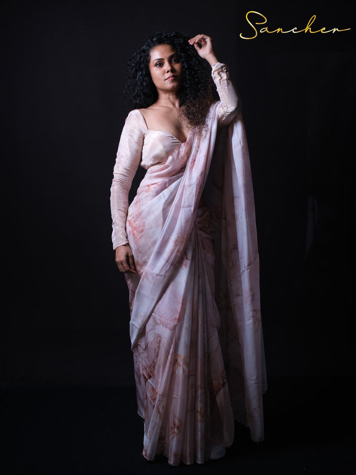 Blush Breeze Satin Silk Saree