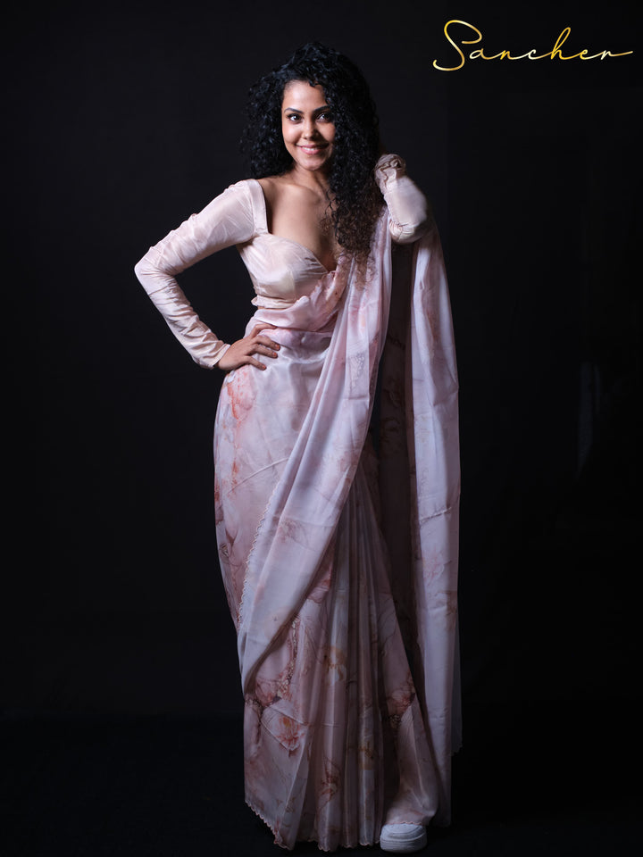 Blush Breeze Satin Silk Saree