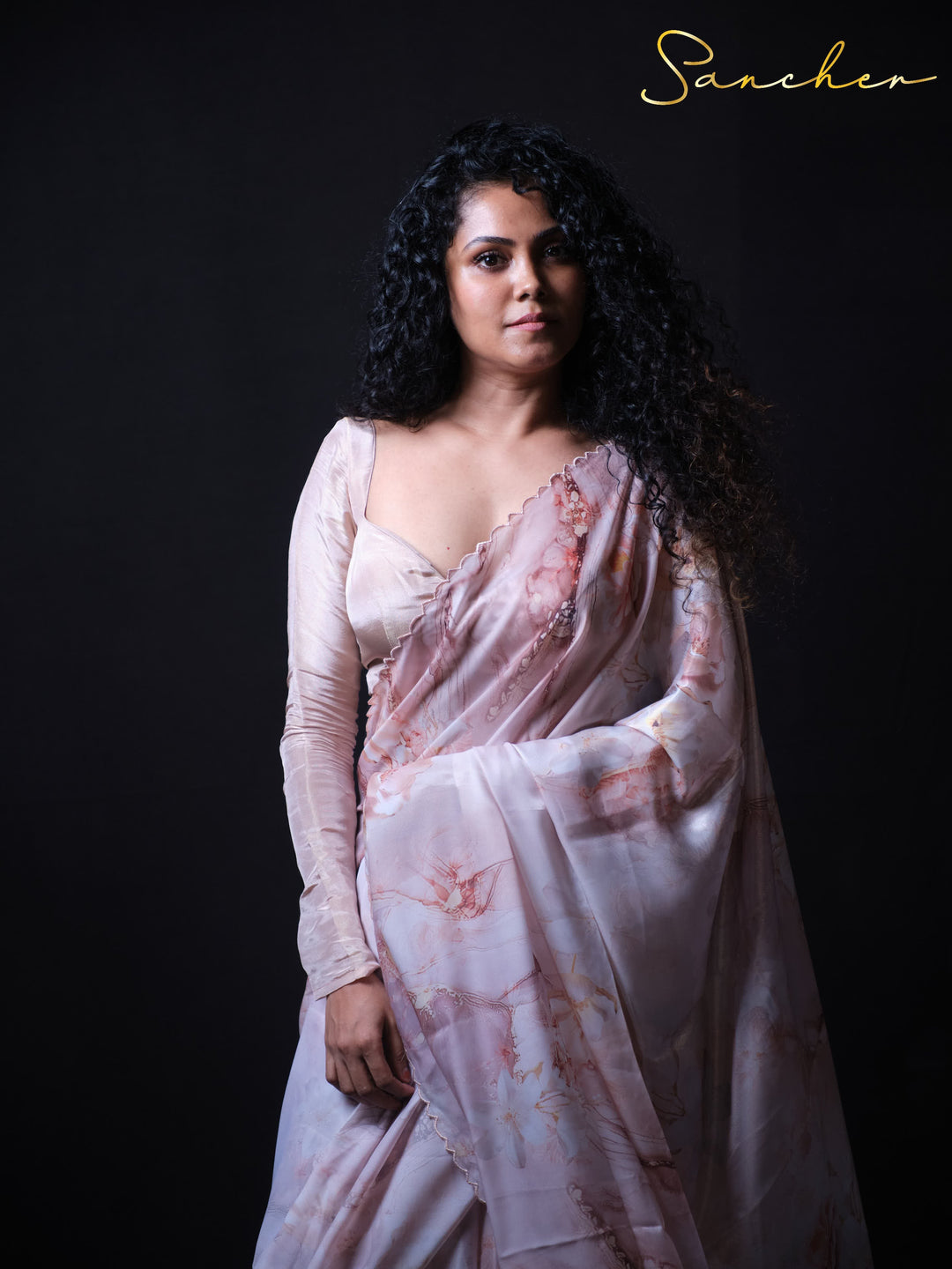 Blush Breeze Satin Silk Saree