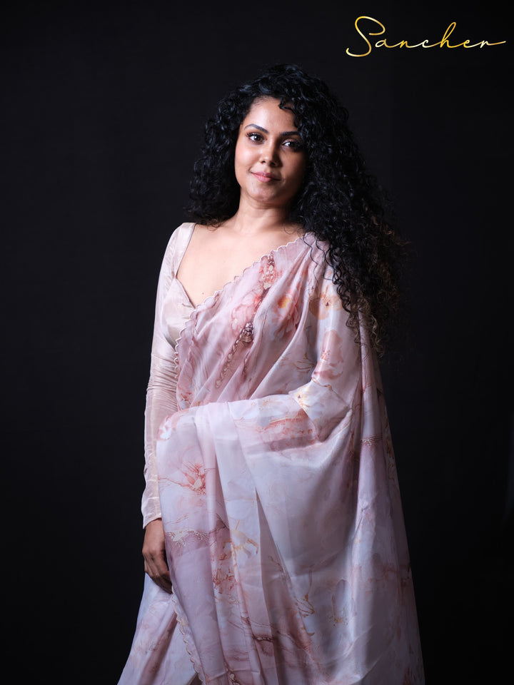 Blush Breeze Satin Silk Saree