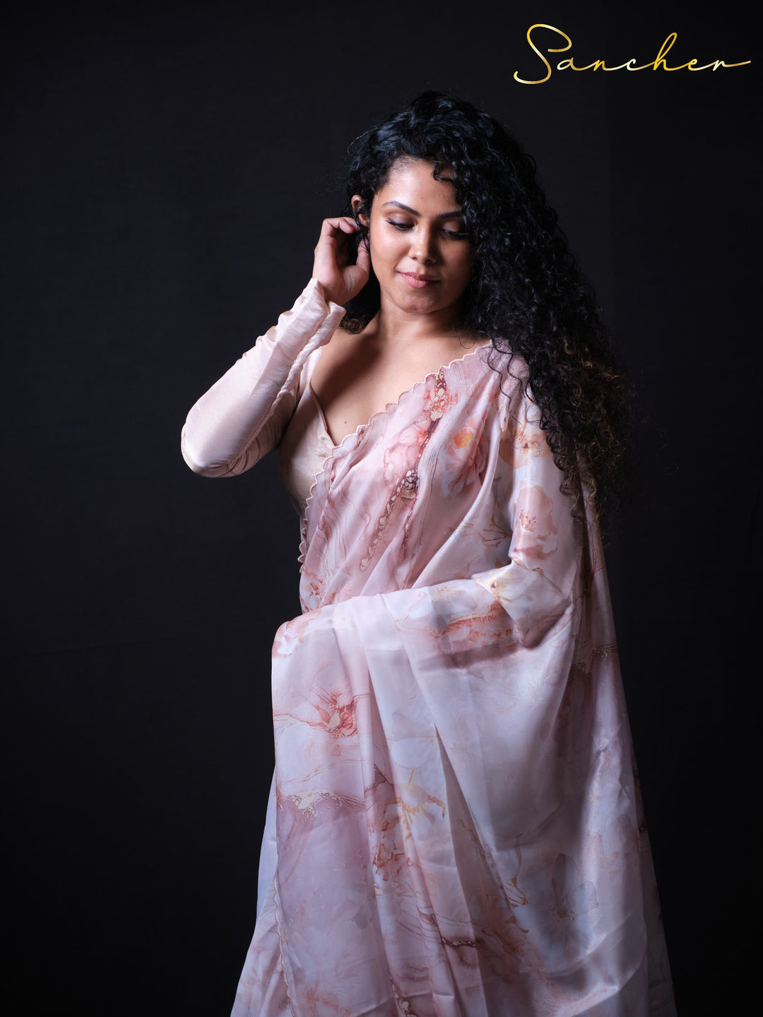 Blush Breeze Satin Silk Saree