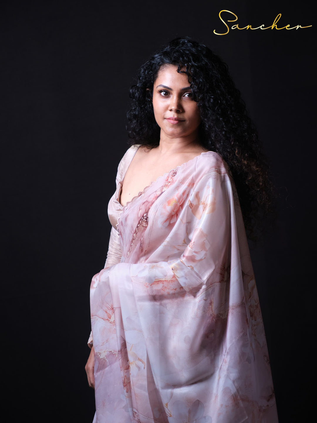 Blush Breeze Satin Silk Saree