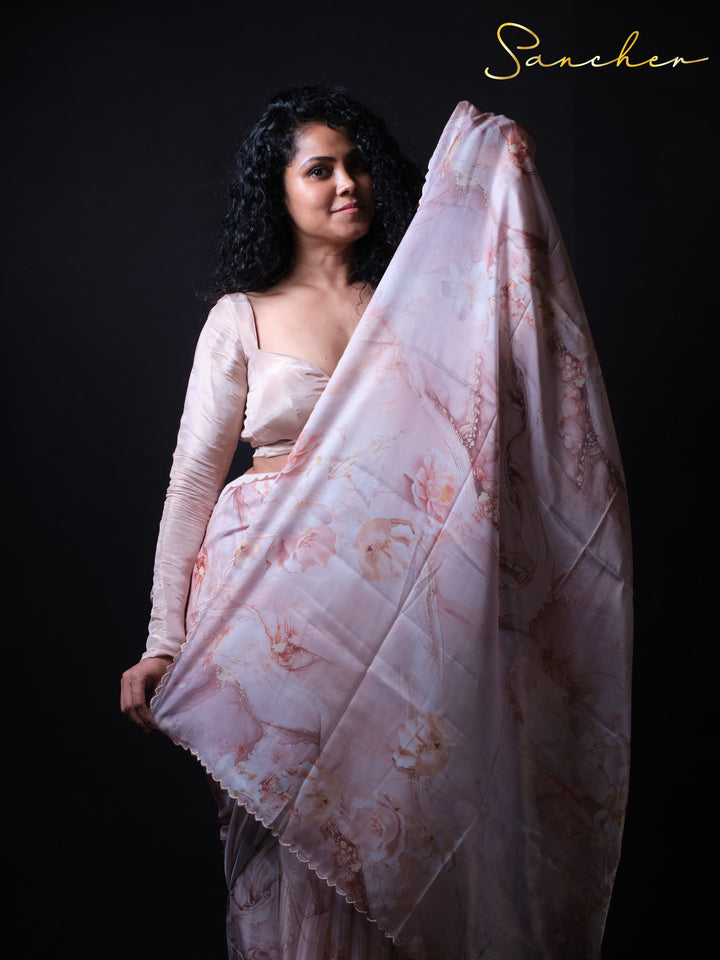 Blush Breeze Satin Silk Saree