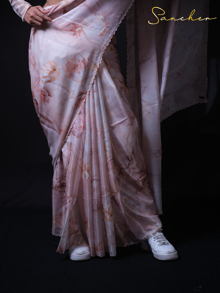 Blush Breeze Satin Silk Saree