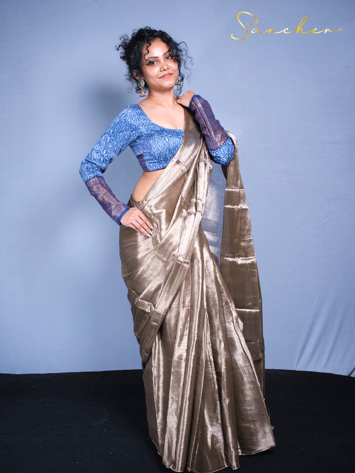 Antique Goldie Mul Zari Silk Saree