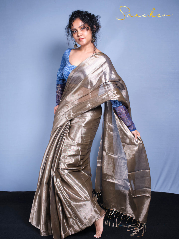 Antique Goldie Mul Zari Silk Saree