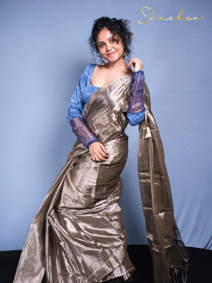 Antique Goldie Mul Zari Silk Saree