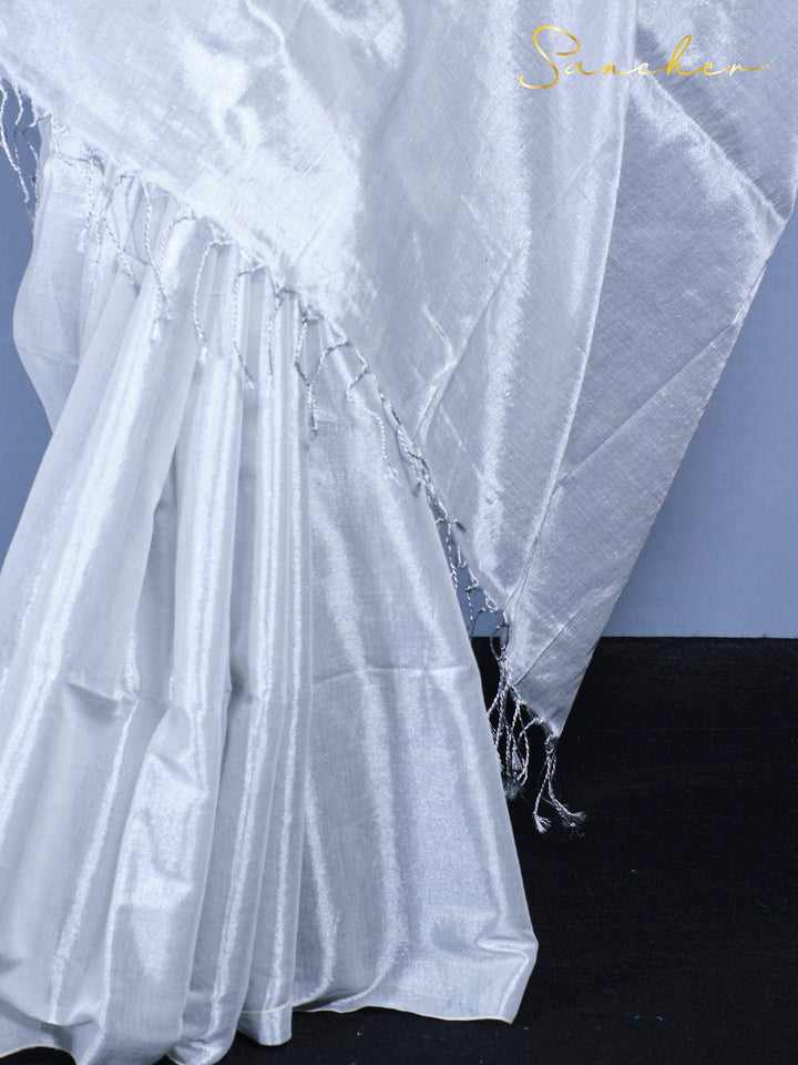 Pearl Meadow Mul Zari Saree