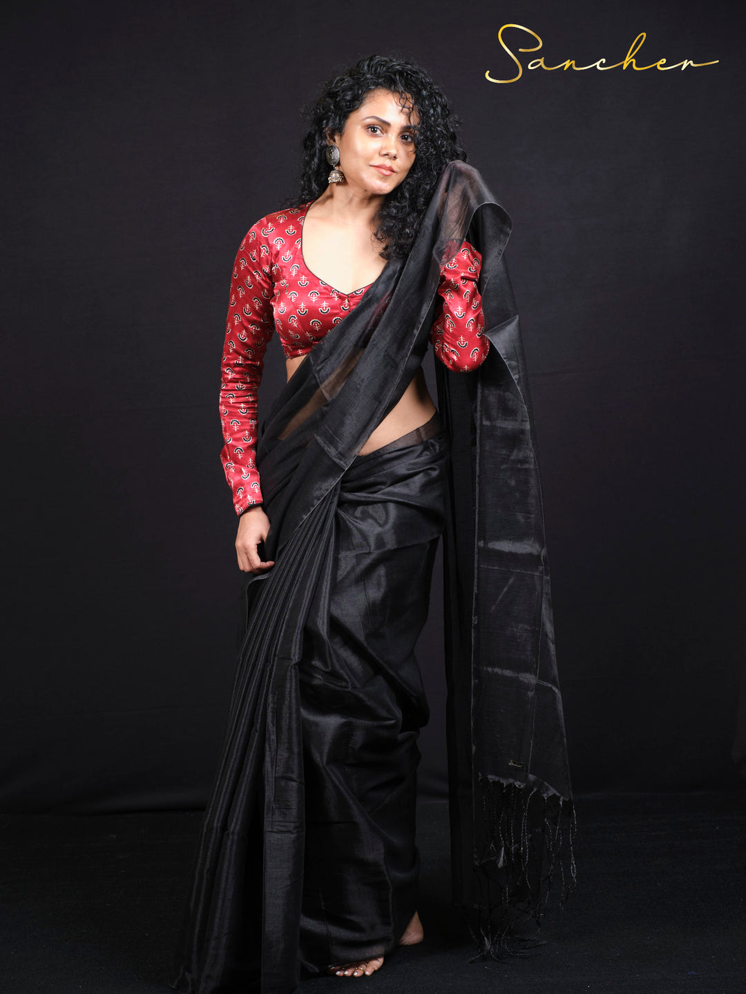 Designer black saree with zari work perfect for ethnic occasions and formal events