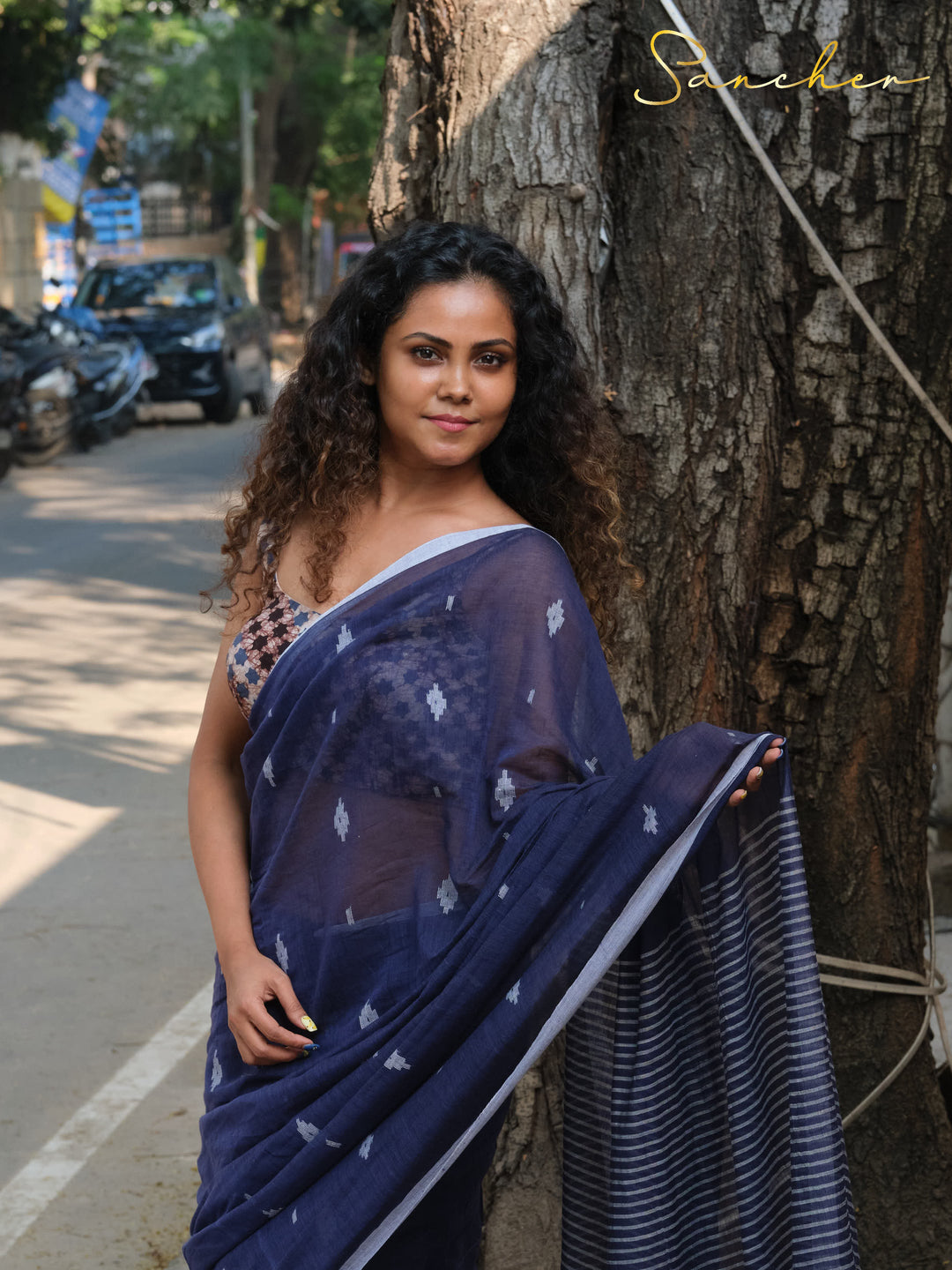 Midnight Mariner Jamdhani Mulmul Cotton Saree