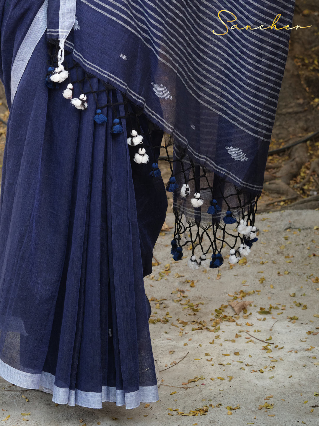 Midnight Mariner Jamdhani Mulmul Cotton Saree