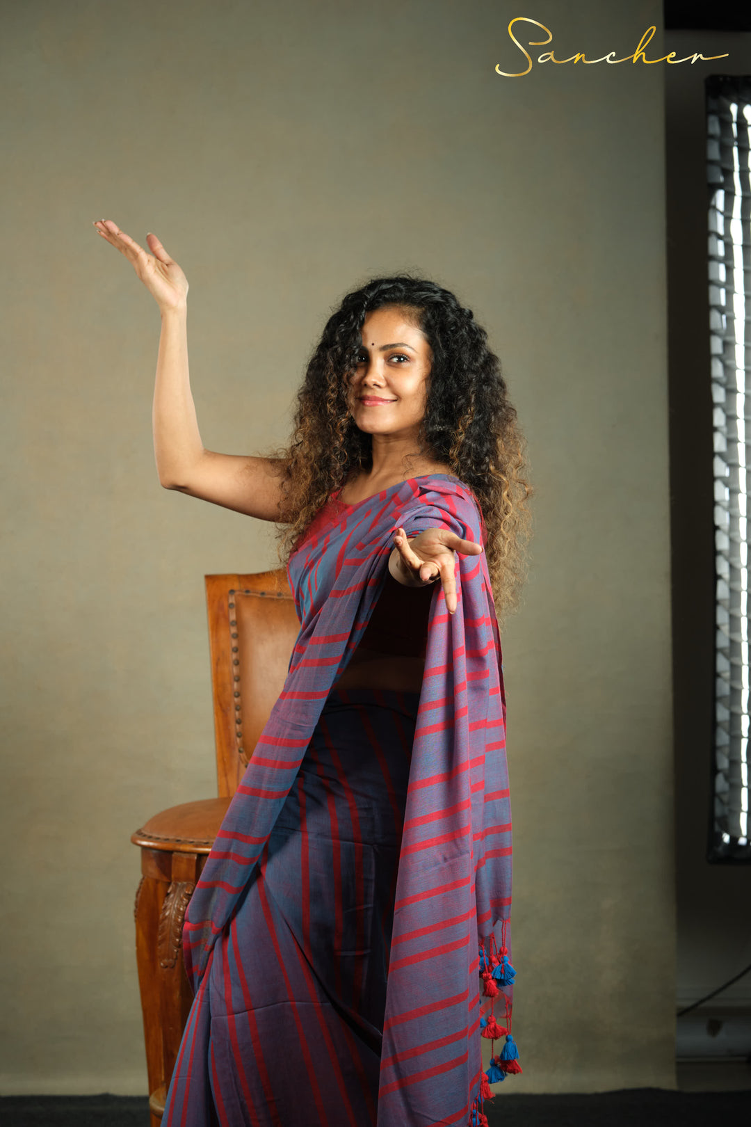 Burgundy Plum Mulmul Cotton Saree