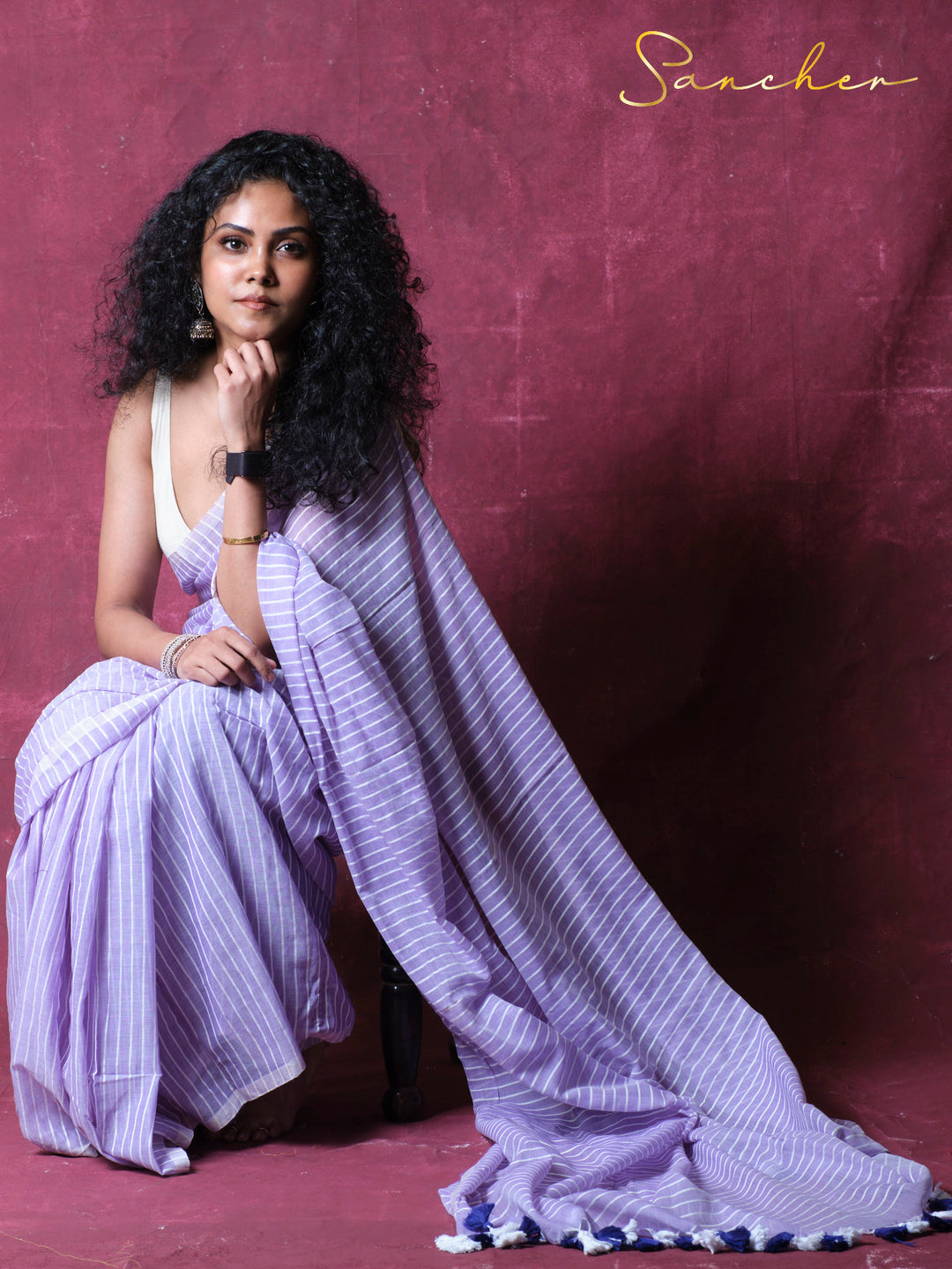 Canvas of stripes Mulmul Cotton Saree