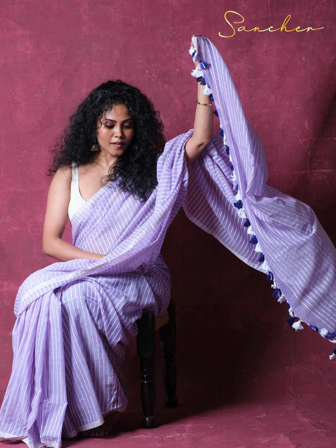 Canvas of stripes Mulmul Cotton Saree