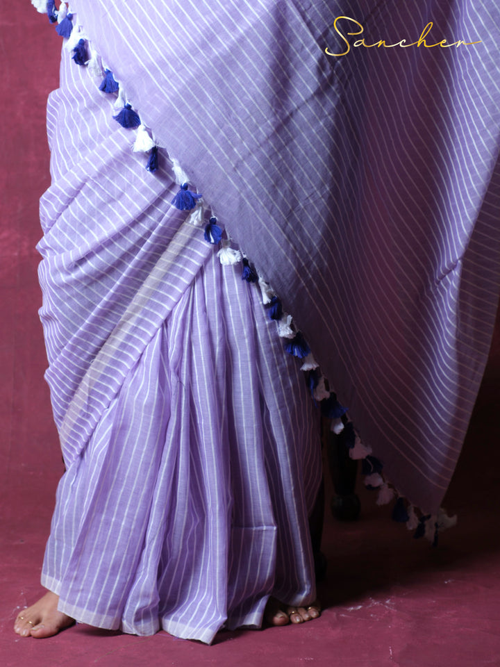 Canvas of stripes Mulmul Cotton Saree