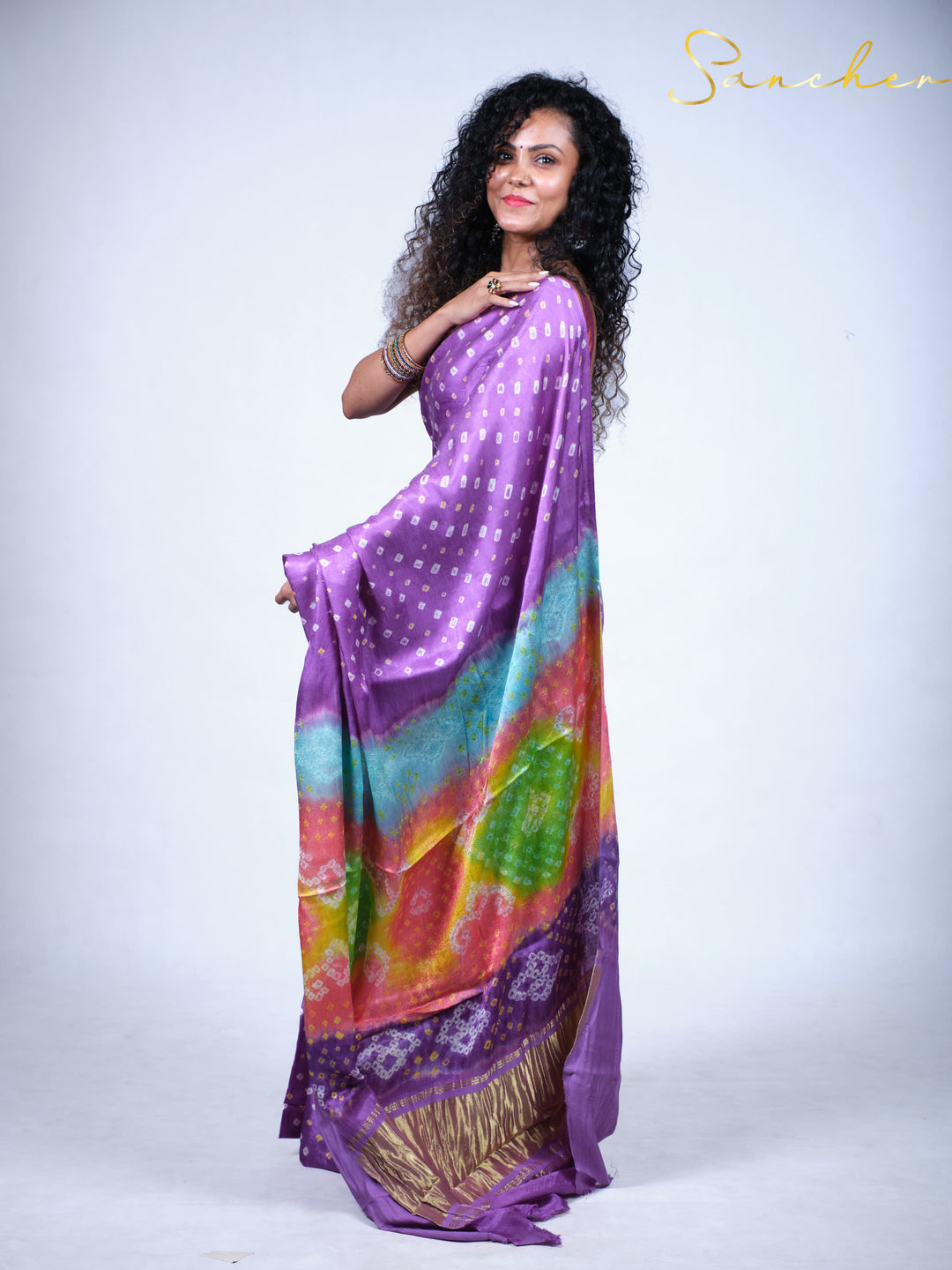 Heather Bandhani Modal Silk Saree