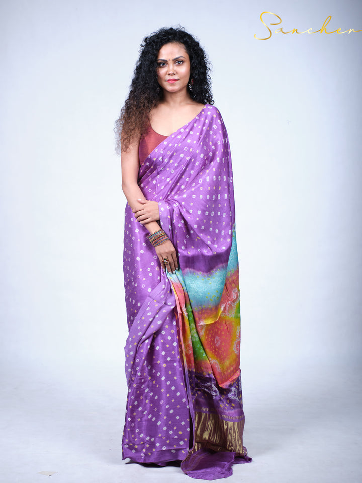Heather Bandhani Modal Silk Saree