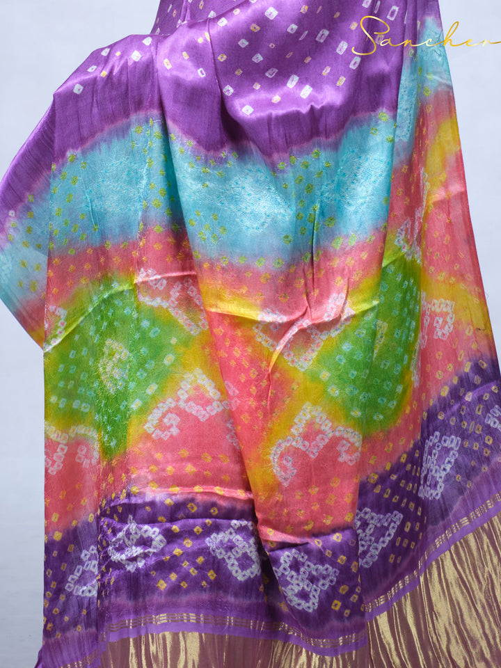 Heather Bandhani Modal Silk Saree