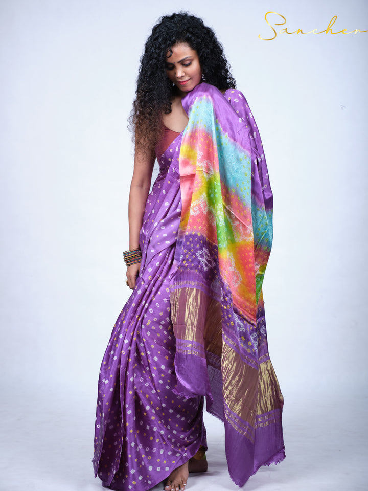 Heather Bandhani Modal Silk Saree