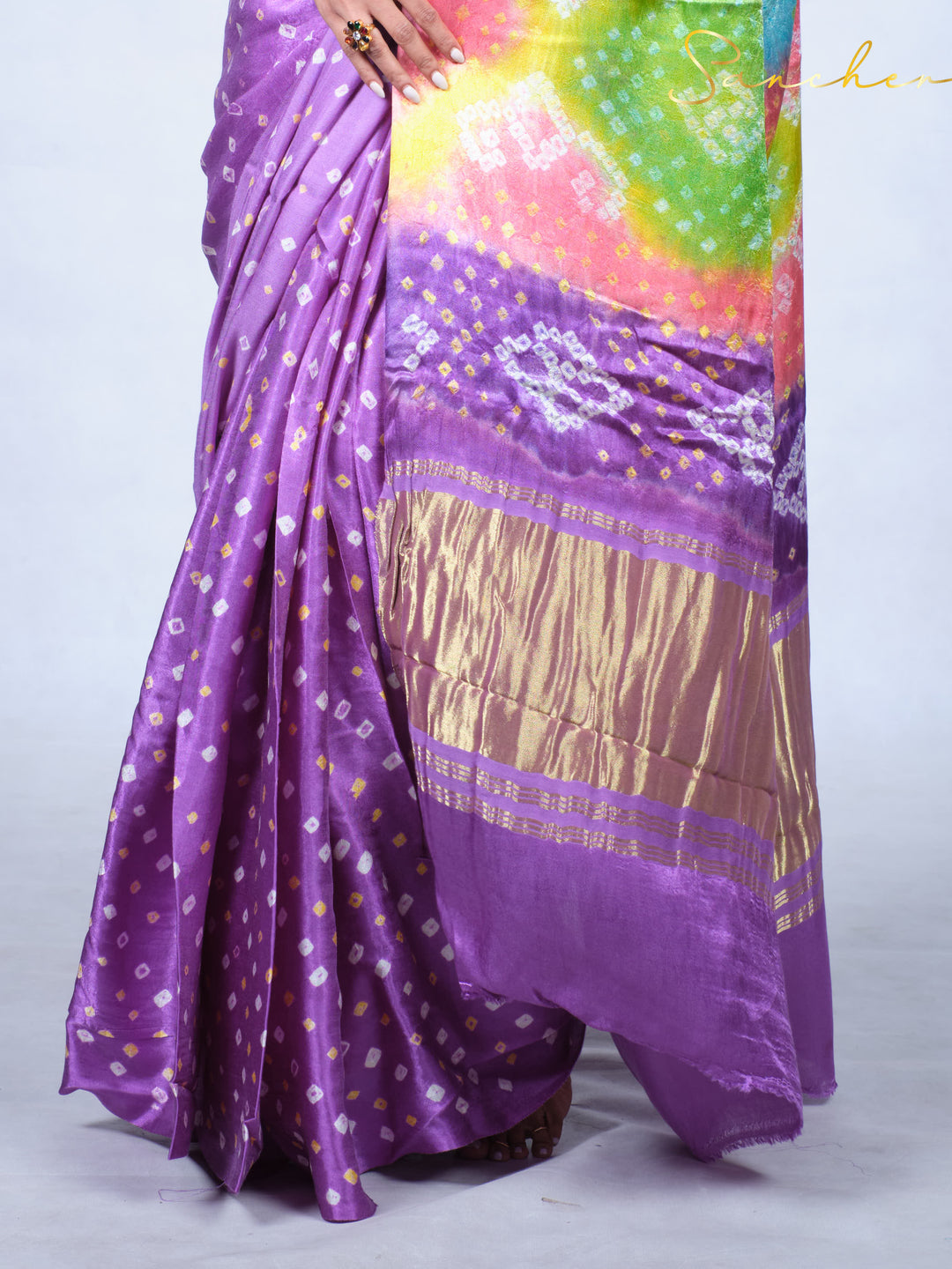 Heather Bandhani Modal Silk Saree