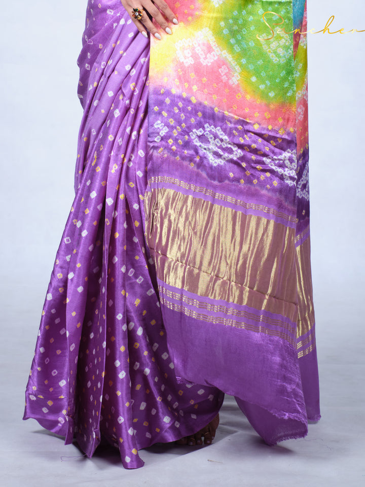 Heather Bandhani Modal Silk Saree