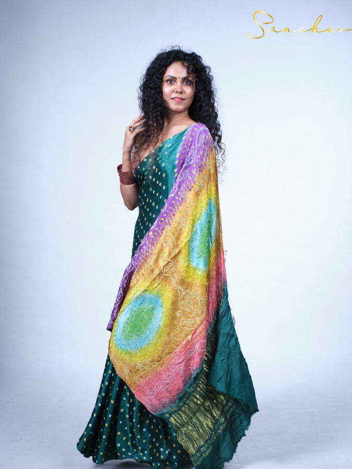 Emerald Bandhani Modal Silk Saree