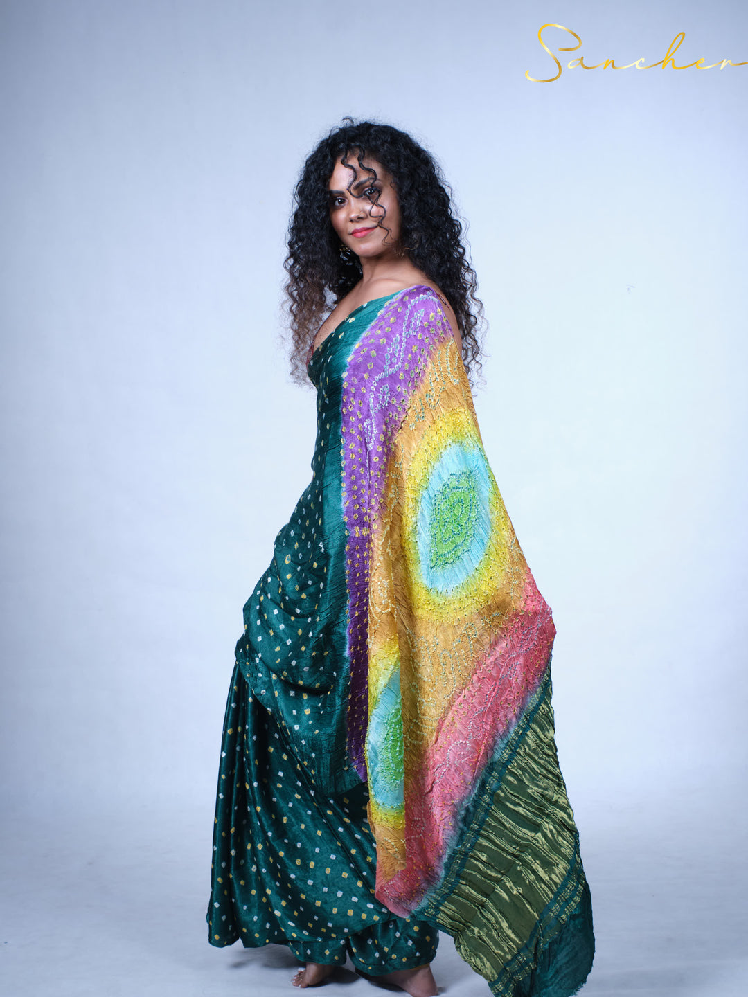 Emerald Bandhani Modal Silk Saree