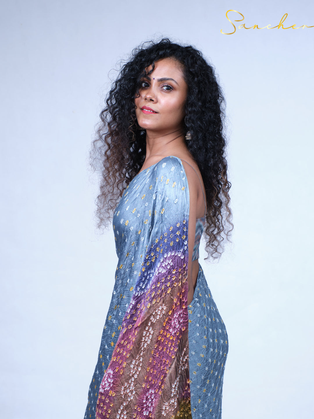 Moody Sky Bandhani Modal Silk Saree