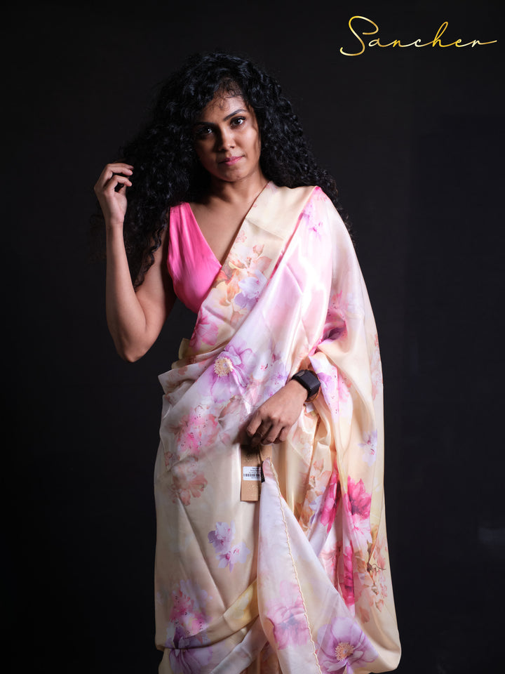 Daisy Delight Satin Silk Saree