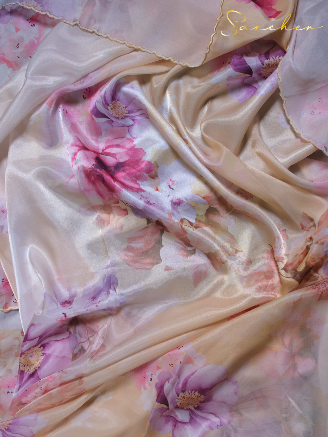 Daisy Delight Satin Silk Saree