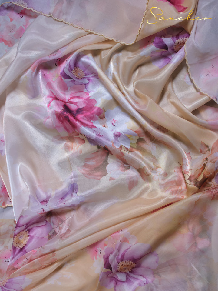 Daisy Delight Satin Silk Saree