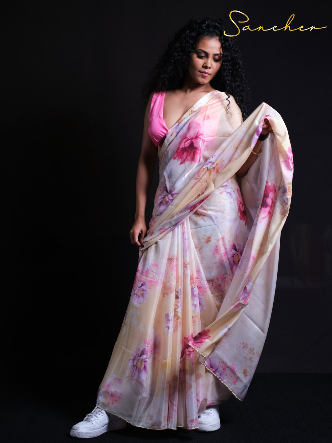 Daisy Delight Satin Silk Saree