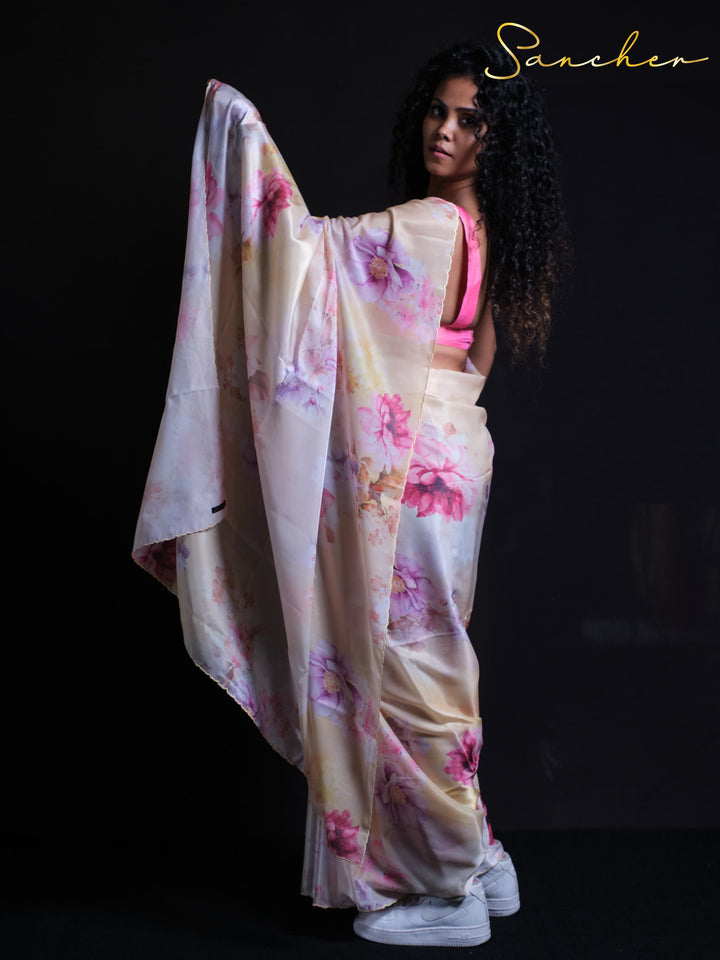 Daisy Delight Satin Silk Saree