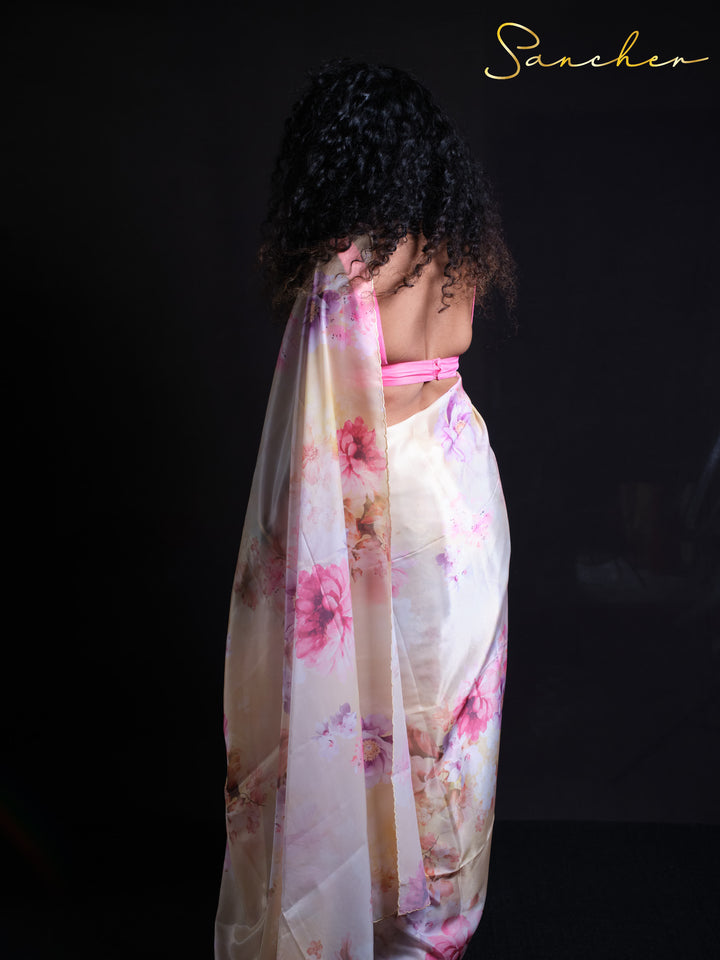 Daisy Delight Satin Silk Saree