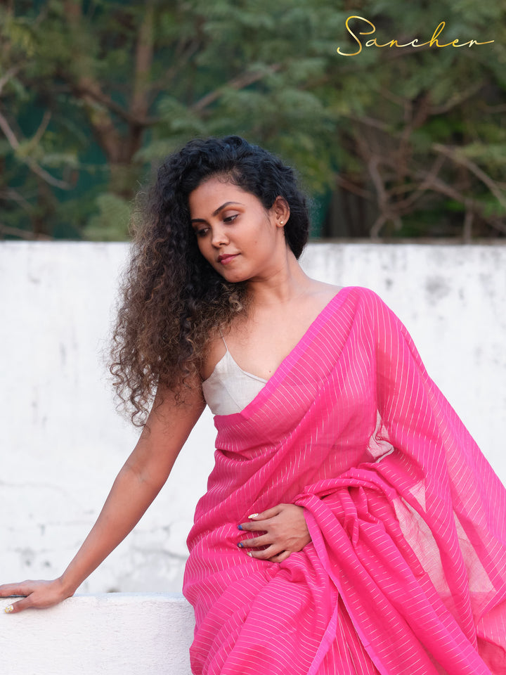 Mauve Mist Drape Mulmul Cotton Saree