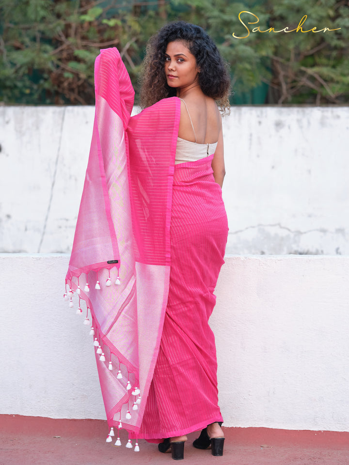 Mauve Mist Drape Mulmul Cotton Saree