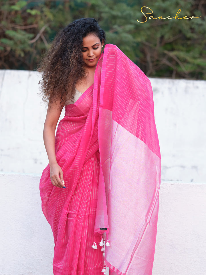 Mauve Mist Drape Mulmul Cotton Saree