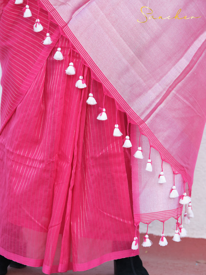 Mauve Mist Drape Mulmul Cotton Saree