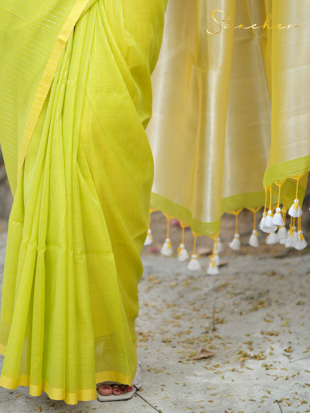 Citrus Fizz Mulmul Cotton Saree