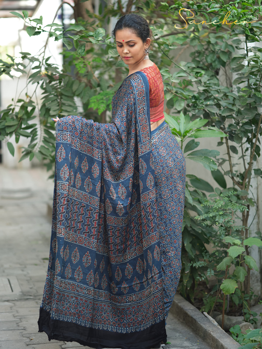 Majestic Mystique Blue Color Ajark Modal Silk Saree