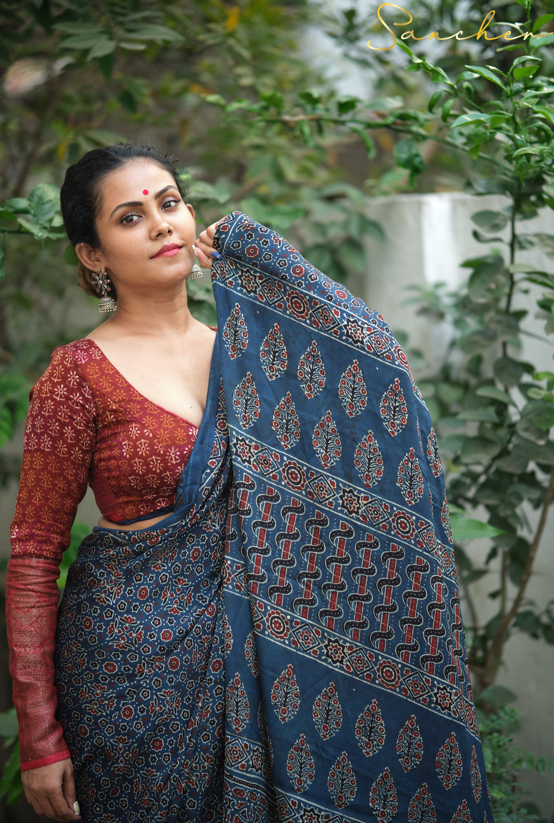 Majestic Mystique Blue Color Ajark Modal Silk Saree