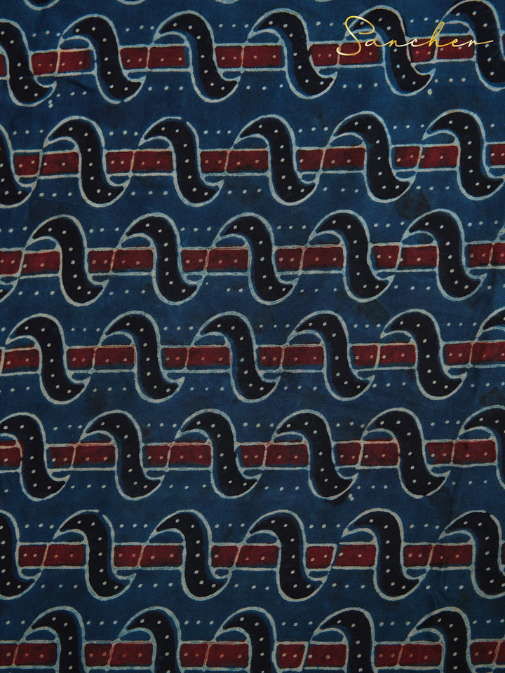 Majestic Mystique Blue Color Ajark Modal Silk Saree