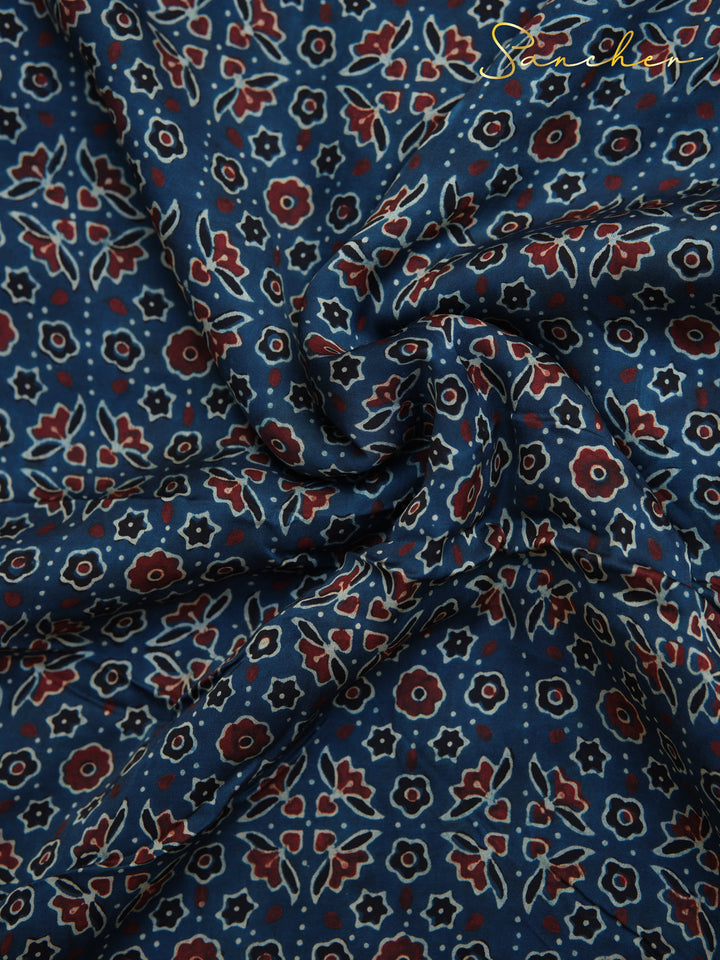 Majestic Mystique Blue Color Ajark Modal Silk Saree