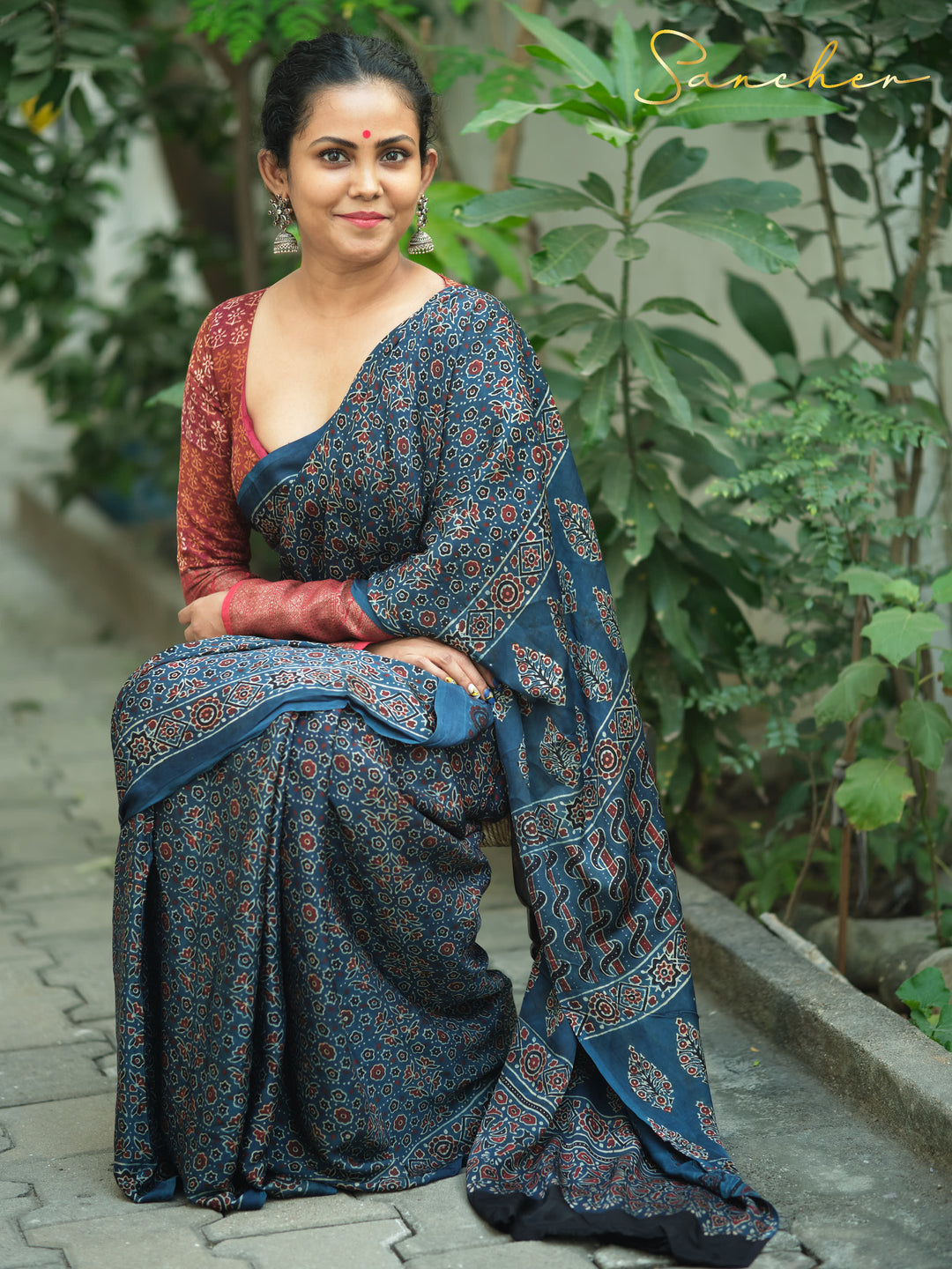 Majestic Mystique Blue Color Ajark Modal Silk Saree