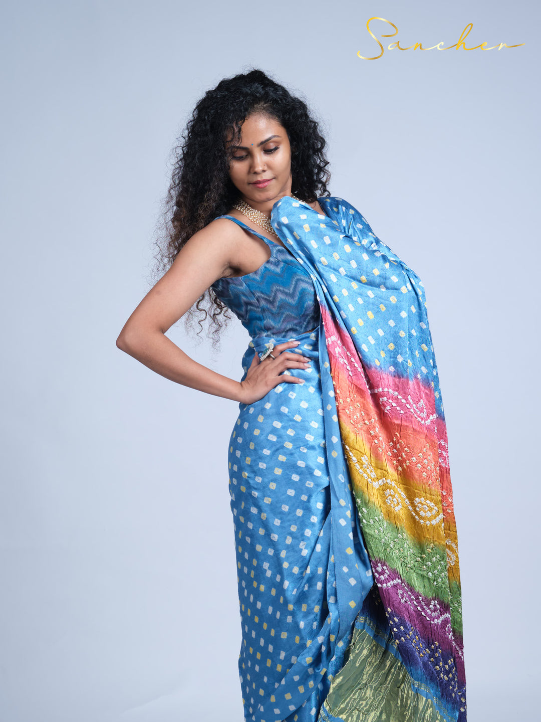 pale blue silk saree