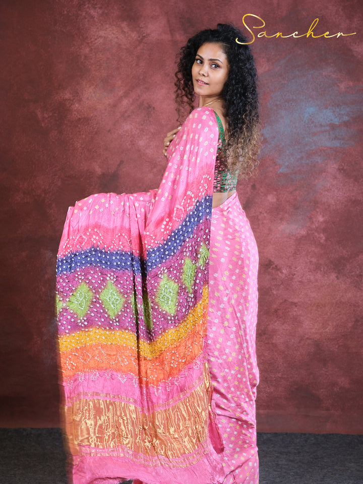 Floral Fantasy Bandhani Modal Silk Saree