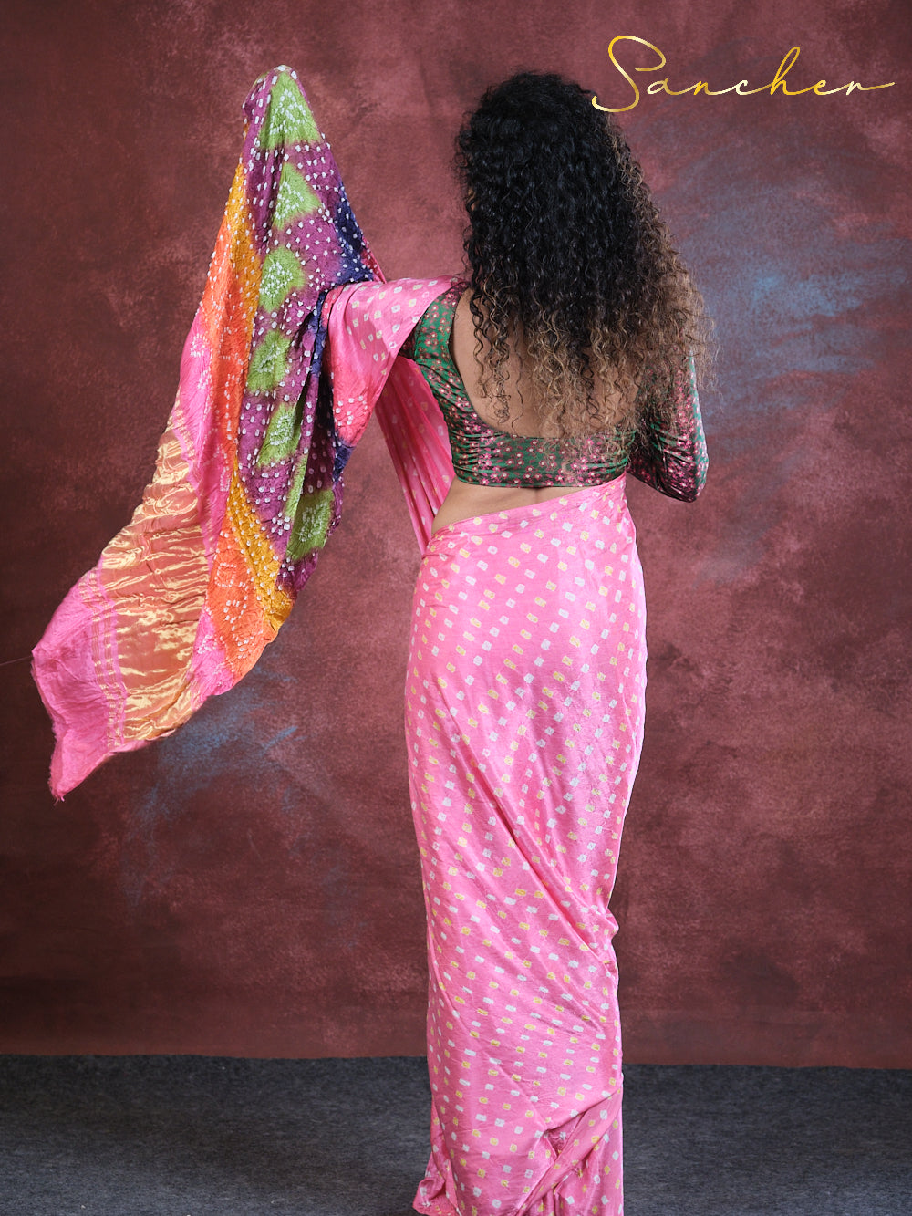 Floral Fantasy Bandhani Modal Silk Saree