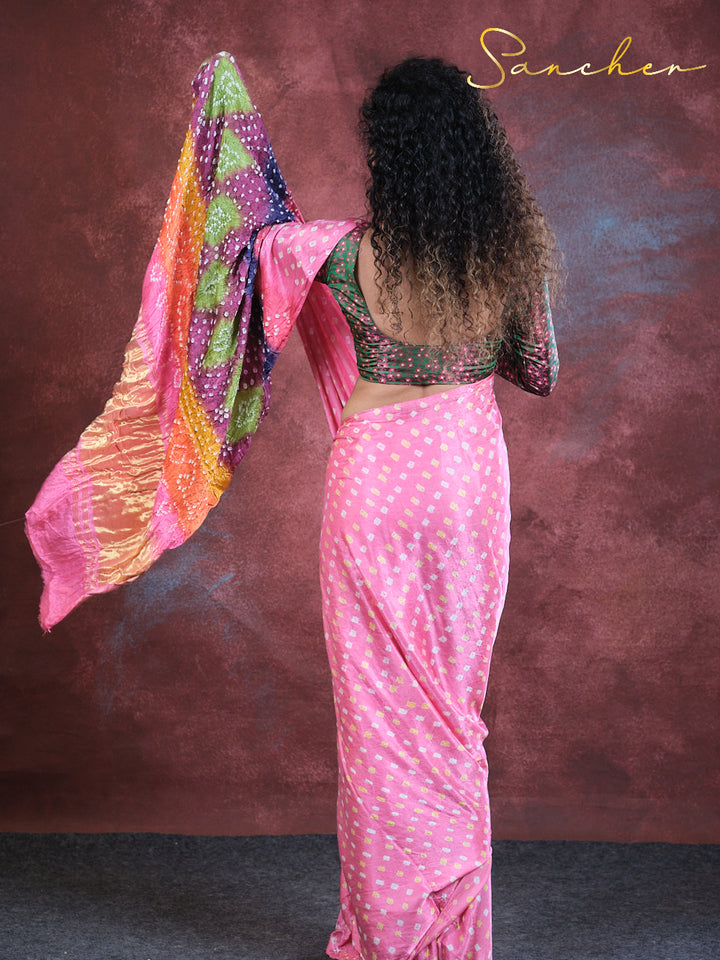 Floral Fantasy Bandhani Modal Silk Saree